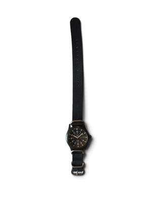 Seiko 5 Sports SNZG17 on the black nylon zulu strap it ships with